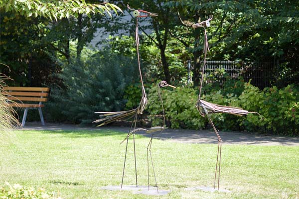 Metallvögel Dekoration für den Garten, Stahl-Messer mit Holzgriff, W8ZIG