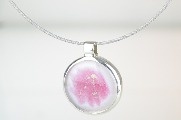 Glas-Silber-Schmuck weiß-rosa, W8ZIG