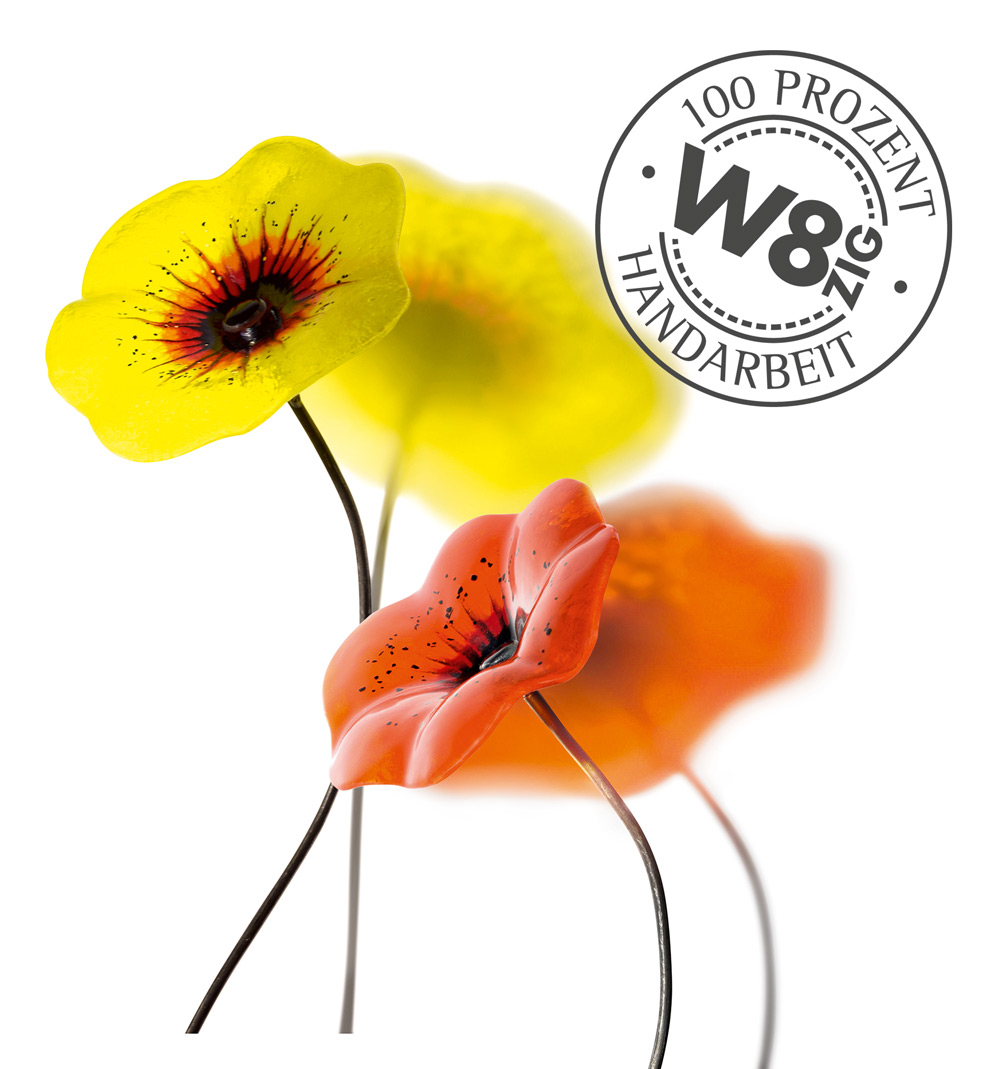 Glasblume mit Stempel, W8ZIG